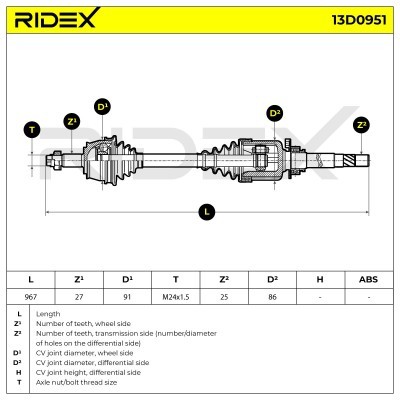 Półoś Napędowa RIDEX 13D0951 13D0951 - foto 6