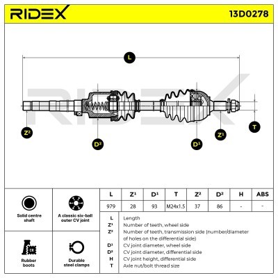 Półoś Napędowa RIDEX 13D0278 13D0278 - foto 7