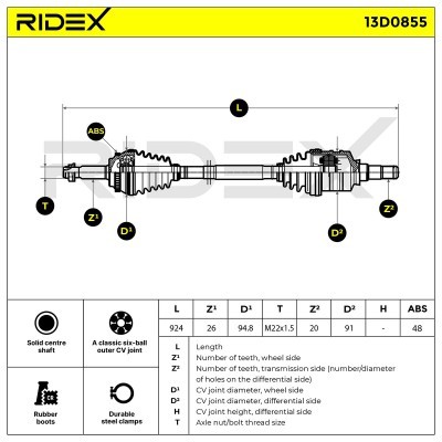 Półoś Napędowa RIDEX 13D0855 13D0855 - foto 5