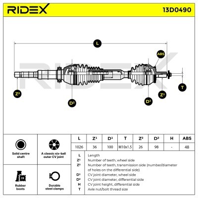 Półoś Napędowa RIDEX 13D0490 13D0490 - foto 8