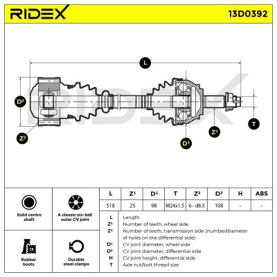 Półoś Napędowa RIDEX 13D0392 13D0392 - foto 4