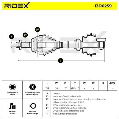 Półoś Napędowa RIDEX 13D0259 13D0259 - foto 6