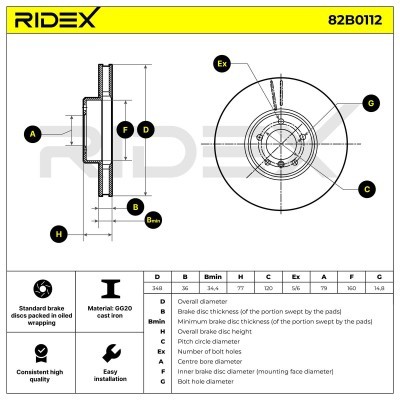 Tarcza hamulcowa RIDEX 82B0112 82B0112 - foto 5