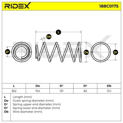 Sprężyna Zawieszenia RIDEX 188C0175 188C0175 - foto 5