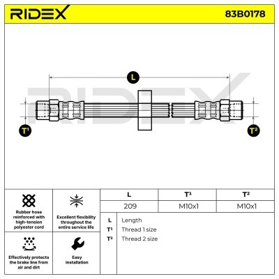 Przewód hamulcowy elast RIDEX 83B0178 83B0178 - foto 3