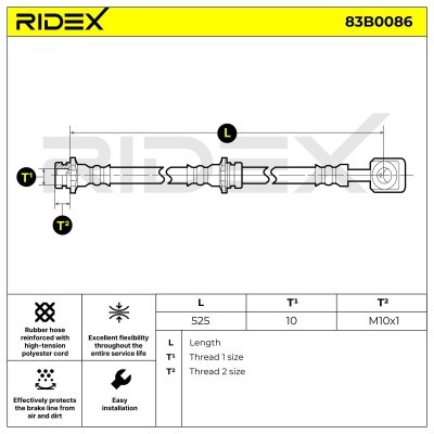 Przewód hamulcowy elast RIDEX 83B0086 83B0086 - foto 5