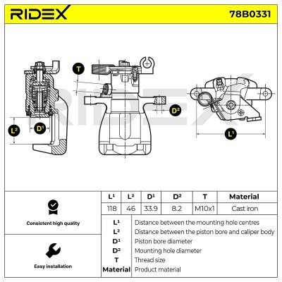 Zacisk Hamulcowy RIDEX 78B0331 78B0331 - foto 2
