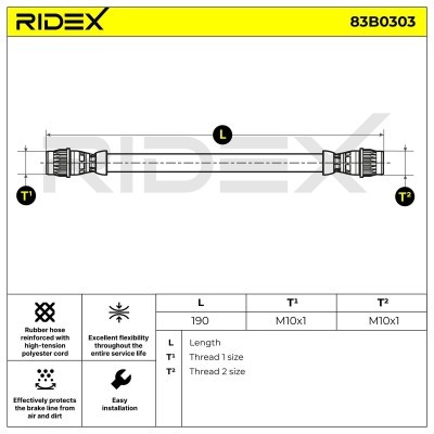 Przewód hamulcowy elast RIDEX 83B0303 83B0303 - foto 3