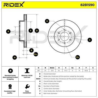 Tarcza hamulcowa RIDEX 82B1590 82B1590 - foto 6