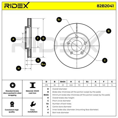 Tarcza hamulcowa RIDEX 82B2041 82B2041 - foto 9