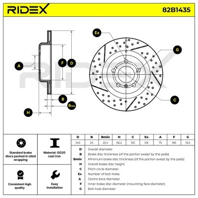 Tarcza hamulcowa RIDEX 82B1435 82B1435 - foto 6