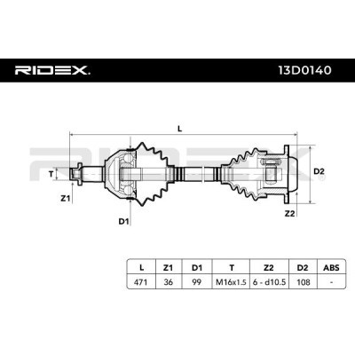 Półoś Napędowa RIDEX 13D0140 13D0140 - foto 7