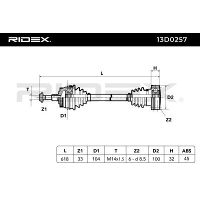 Półoś Napędowa RIDEX 13D0257 13D0257 - foto 6