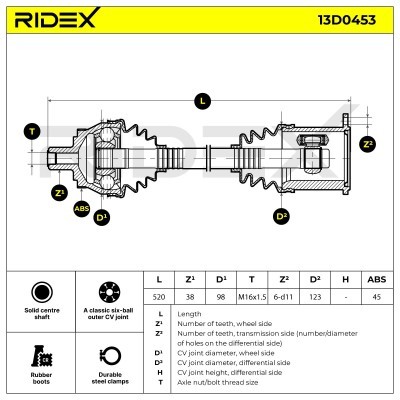 Półoś Napędowa RIDEX 13D0453 13D0453 - foto 7