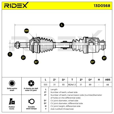 Półoś Napędowa RIDEX 13D0568 13D0568 - foto 6