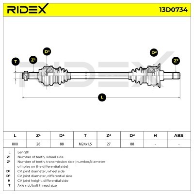 Półoś Napędowa RIDEX 13D0734 13D0734 - foto 7