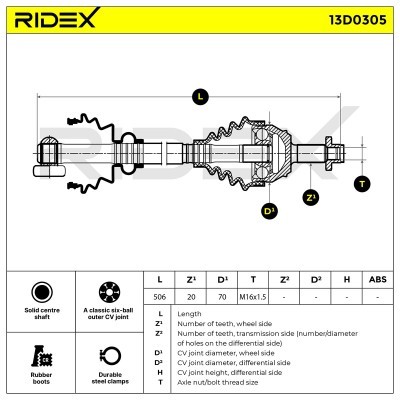 Półoś Napędowa RIDEX 13D0305 13D0305 - foto 4