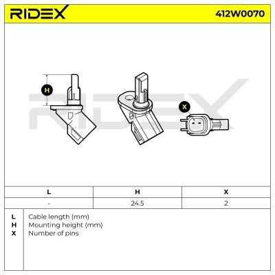 Czujnik ABS RIDEX 412W0070 412W0070 - foto 6