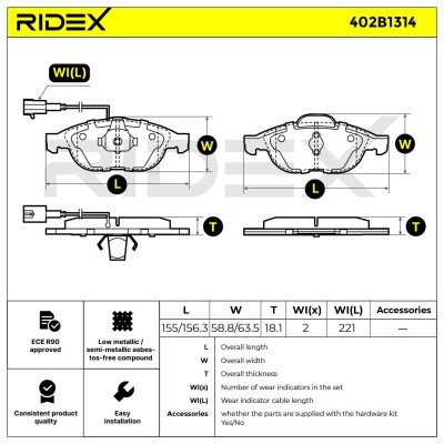 Klocki hamulcowe RIDEX 402B1314 402B1314 - foto 7