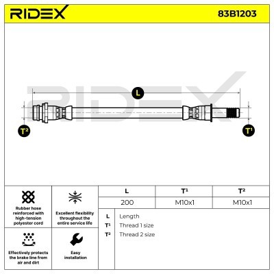 Przewód hamulcowy elast RIDEX 83B1203 83B1203 - foto 6