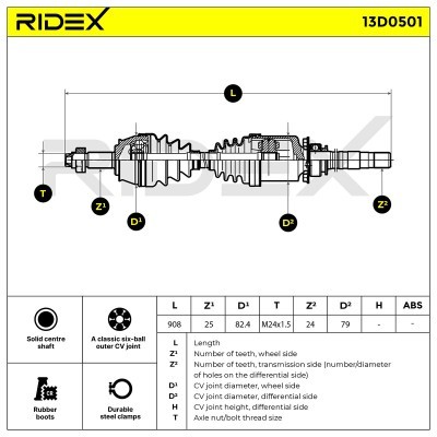 Półoś Napędowa RIDEX 13D0501 13D0501 - foto 5
