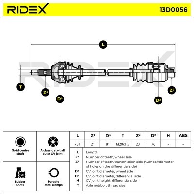 Półoś Napędowa RIDEX 13D0056 13D0056 - foto 6