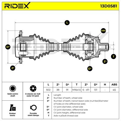 Półoś Napędowa RIDEX 13D0581 13D0581 - foto 7