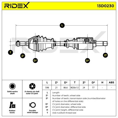 Półoś Napędowa RIDEX 13D0230 13D0230 - foto 5