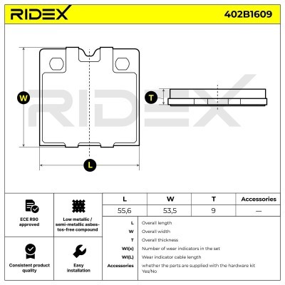 Klocki hamulcowe RIDEX 402B1609 402B1609 - foto 7