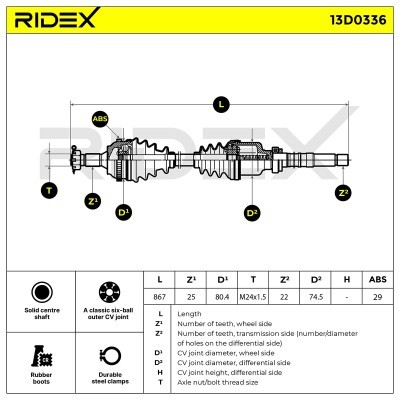 Półoś Napędowa RIDEX 13D0336 13D0336 - foto 8