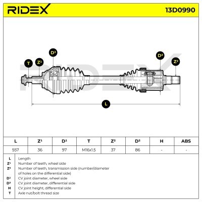 Półoś Napędowa RIDEX 13D0990 13D0990 - foto 7
