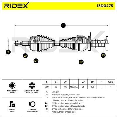 Półoś Napędowa RIDEX 13D0475 13D0475 - foto 7