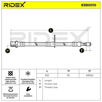 Przewód hamulcowy elast RIDEX 83B0010 83B0010 - foto 3