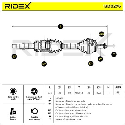 Półoś Napędowa RIDEX 13D0276 13D0276 - foto 7