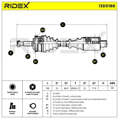 Półoś Napędowa RIDEX 13D0188 13D0188 - foto 7