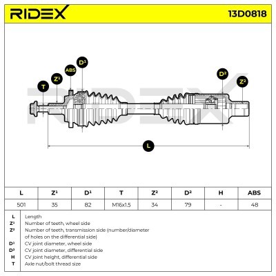 Półoś Napędowa RIDEX 13D0818 13D0818 - foto 7