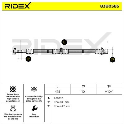 Przewód hamulcowy elast RIDEX 83B0585 83B0585 - foto 6