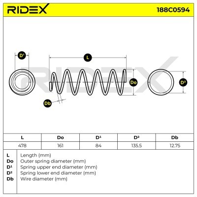Sprężyna Zawieszenia RIDEX 188C0594 188C0594 - foto 5
