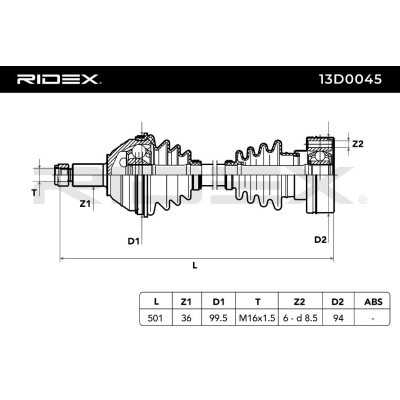 Półoś Napędowa RIDEX 13D0045 13D0045 - foto 4