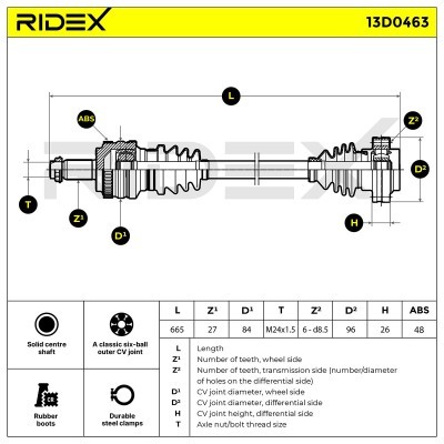 Półoś Napędowa RIDEX 13D0463 13D0463 - foto 5