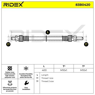 Przewód hamulcowy elast RIDEX 83B0420 83B0420 - foto 6