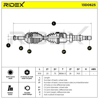 Półoś Napędowa RIDEX 13D0625 13D0625 - foto 7