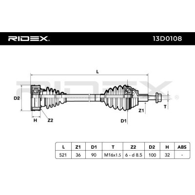 Półoś Napędowa RIDEX 13D0108 13D0108 - foto 5