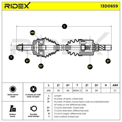 Półoś Napędowa RIDEX 13D0659 13D0659 - foto 7