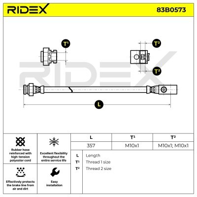 Przewód hamulcowy elast RIDEX 83B0573 83B0573 - foto 6