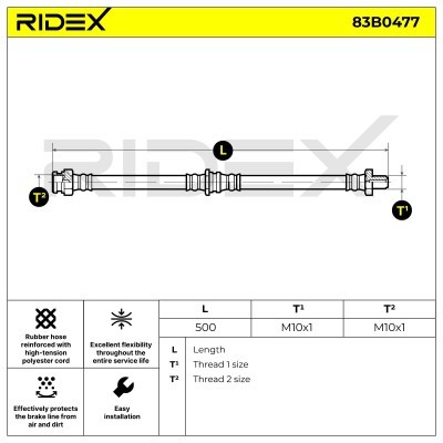 Przewód hamulcowy elast RIDEX 83B0477 83B0477 - foto 6