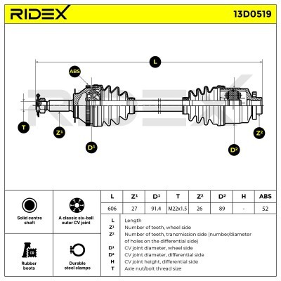 Półoś Napędowa RIDEX 13D0519 13D0519 - foto 7