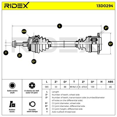 Półoś Napędowa RIDEX 13D0294 13D0294 - foto 6