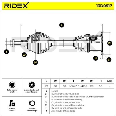 Półoś Napędowa RIDEX 13D0517 13D0517 - foto 7