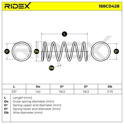 Sprężyna Zawieszenia RIDEX 188C0428 188C0428 - foto 5